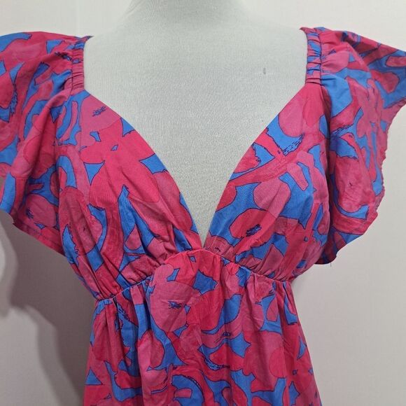 Sugarlips Yeraldi Berry Fiora Open Back Boho Midi Dress Cerulean Pink Small NWT - Picture 11 of 12